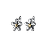 925 Sterling Silver Metal Flower Stud Earrings Punk Jewelry