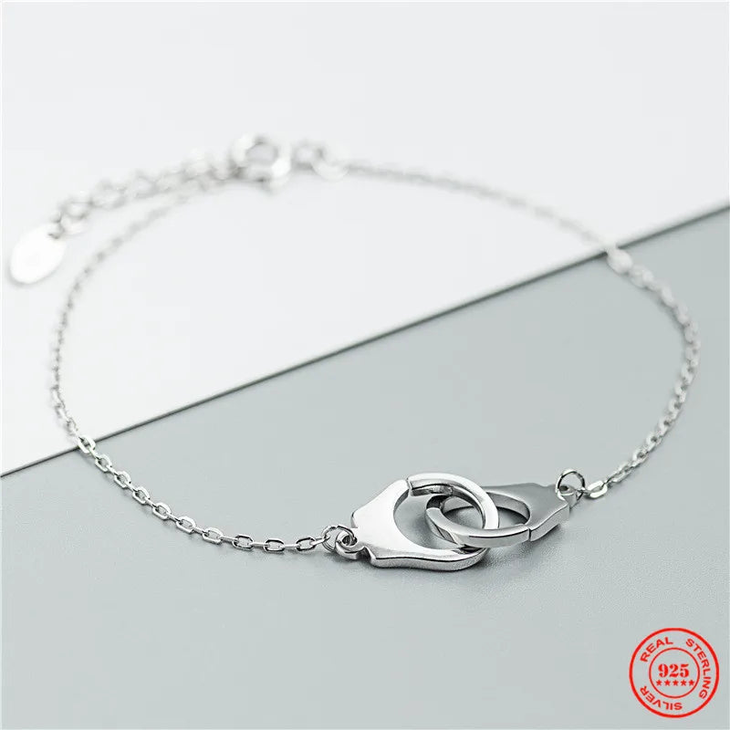 925 Silver Handcuff Bracelet Menottes Couple Jewelry