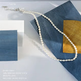 925 Silver Baroque Pearl Necklace Women Clavicle Jewelry