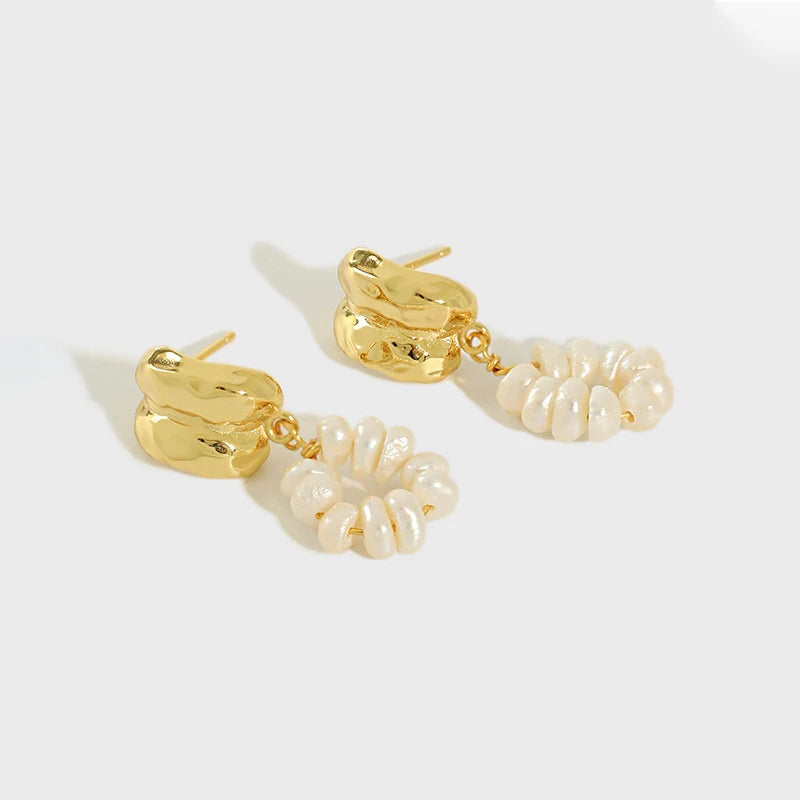 925 Silver Freshwater Pearl Flower Earrings Women Jewelry