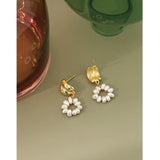 925 Silver Freshwater Pearl Flower Earrings Women Jewelry