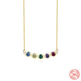 925 Silver Rainbow Zircon Charm Choker Necklace