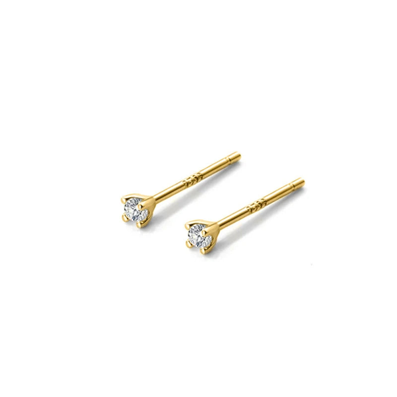 925 Sterling Silver Zircon Stud Earrings For Women Bling Small Earrings