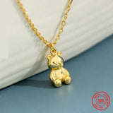 925 Silver Mini Bear Pendant Chain Necklace Wedding