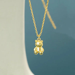 925 Silver Mini Bear Pendant Chain Necklace Wedding