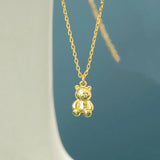 925 Silver Mini Bear Pendant Chain Necklace Wedding