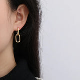 925 Sterling Steel Geometric Dangle Earrings Punk Metal Style
