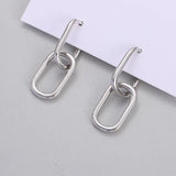 925 Sterling Steel Geometric Dangle Earrings Punk Metal Style