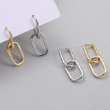 925 Sterling Steel Geometric Dangle Earrings Punk Metal Style