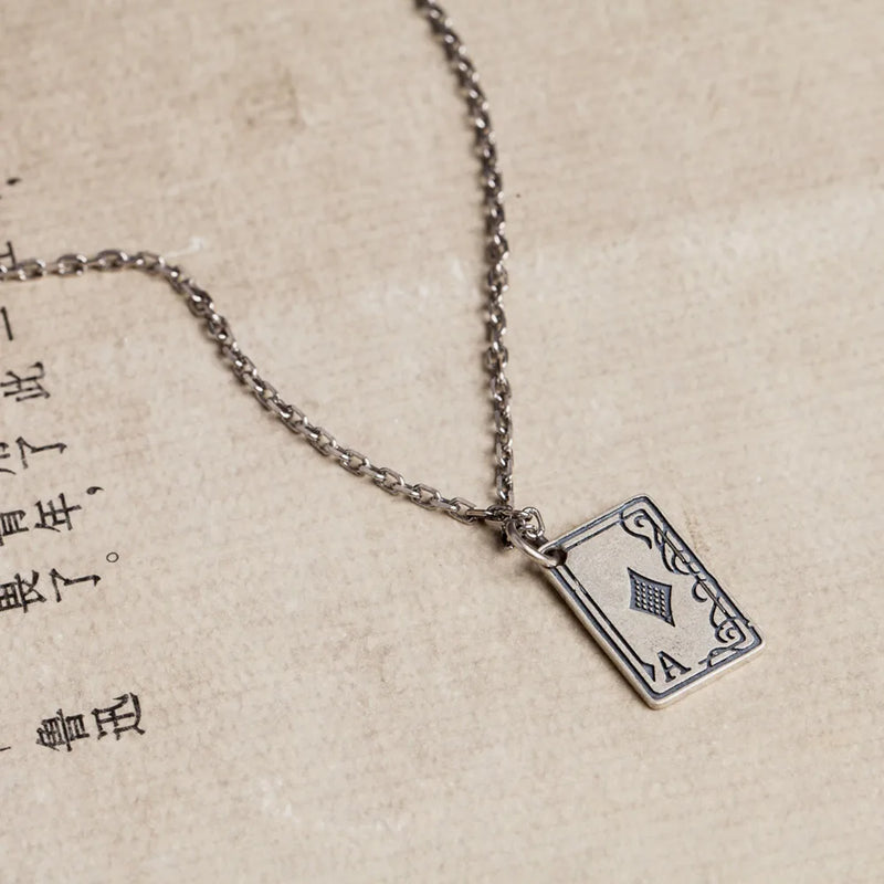 Sterling Silver Poker Necklace Hip-hop Street Style Jewelry Gift