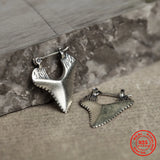 Sterling Silver Shark Teeth Stud Earring Unisex No Allergy Ear Studs