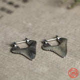 Sterling Silver Shark Teeth Stud Earring Unisex No Allergy Ear Studs