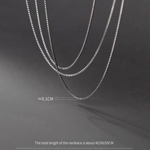 925 Sterling Silver Box Chain Choker Necklace for Women Men