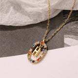 925 Silver Colorful 26 Letters A-Z Initial Pendant Necklace
