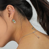 925 Silver Dissolive Tourmaline Stud Earrings Punk Gothic Jewelry