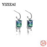 925 Silver Dissolive Tourmaline Stud Earrings Punk Gothic Jewelry