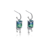 925 Silver Dissolive Tourmaline Stud Earrings Punk Gothic Jewelry