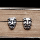 925 Silver Mask Man Stud Earrings Street Style Smiley Crying Face