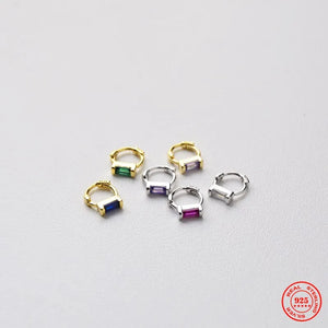 925 Silver Earring Zircon Colorful Mini Small Ear Ring