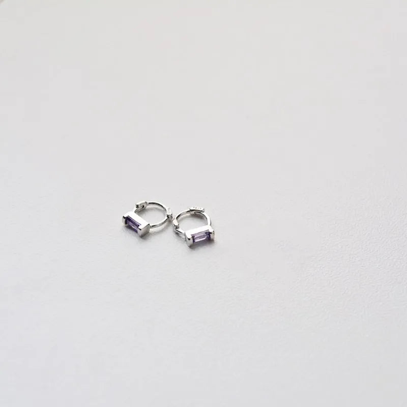 925 Silver Earring Zircon Colorful Mini Small Ear Ring