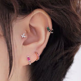 925 Silver Earring Zircon Colorful Mini Small Ear Ring