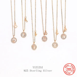 925 Silver 26 Letters Necklace Female Initial Pendant Jewelry