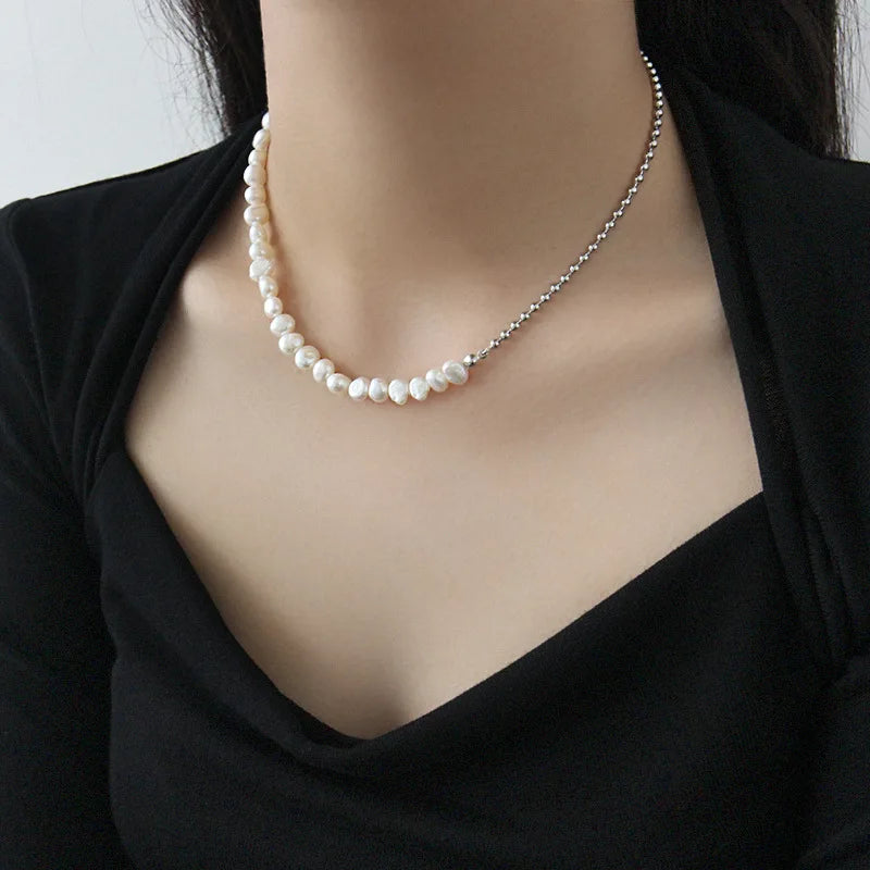 925 Silver Planet Pearl Short Necklace Women Jewelry Choker Gift