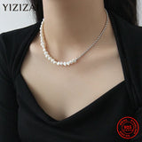 925 Silver Planet Pearl Short Necklace Women Jewelry Choker Gift