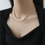 925 Silver Planet Pearl Short Necklace Women Jewelry Choker Gift