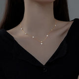 925 Silver Crystal Four Leaf Flower Choker Necklace