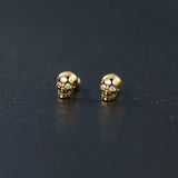 925 Silver Skull Screw Stud Earrings Punk Style Men Women Jewelry