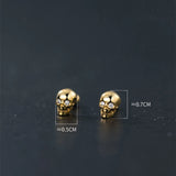 925 Silver Skull Screw Stud Earrings Punk Style Men Women Jewelry