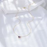 925 Silver Square Purple Crystal Pendant Necklace 14k Jewelry