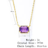925 Silver Square Purple Crystal Pendant Necklace 14k Jewelry