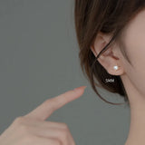 925 Silver Shell Spiral Beads Stud Earrings Women Party Ear Jewelry