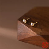 925 Silver Shell Spiral Beads Stud Earrings Women Party Ear Jewelry