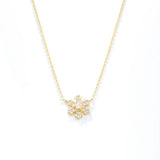 925 Sterling Silver Snowflakes Zircon CZ Pave Pendant Long Chain