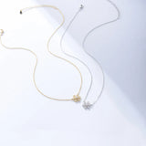 925 Sterling Silver Snowflakes Zircon CZ Pave Pendant Long Chain