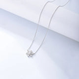 925 Sterling Silver Snowflakes Zircon CZ Pave Pendant Long Chain