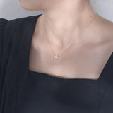 925 Sterling Silver Snowflakes Zircon CZ Pave Pendant Long Chain