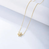 925 Sterling Silver Snowflakes Zircon CZ Pave Pendant Long Chain
