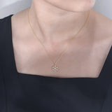 925 Sterling Silver Snowflakes Pendant Necklace Zircon Wedding Jewelry