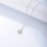925 Sterling Silver Snowflakes Pendant Necklace Zircon Wedding Jewelry