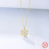925 Sterling Silver Snowflakes Pendant Necklace Zircon Wedding Jewelry