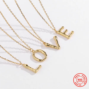 925 Silver Women Initial Letter Necklace 26 Letters Charm Necklaces Pendants