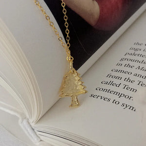 925 Silver Cedar Tree Pendant Necklace 18K Winter Jewelry Gift