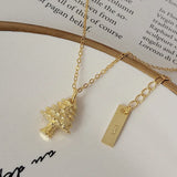 925 Silver Cedar Tree Pendant Necklace 18K Winter Jewelry Gift