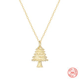 925 Silver Cedar Tree Pendant Necklace 18K Winter Jewelry Gift