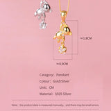 Star Bear Silver Pendant Necklace Women Gold-Plated Jewelry Gift