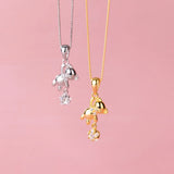 Star Bear Silver Pendant Necklace Women Gold-Plated Jewelry Gift